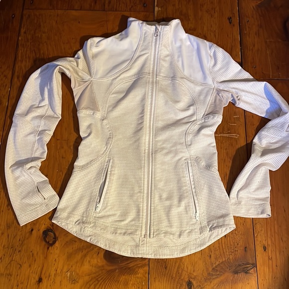 Lululemon Forme full zip gingham plaid Dune White Jacket Medium - Picture 8 of 13